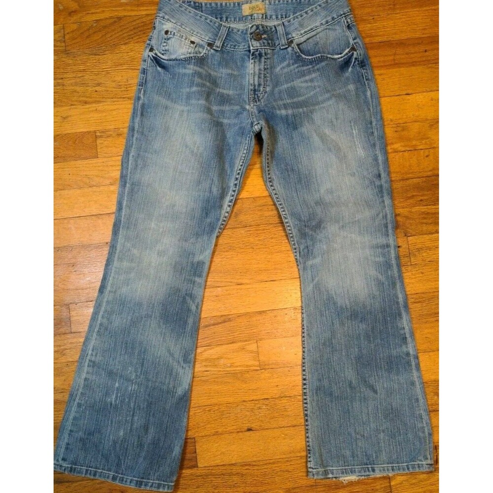 BKE Culture Jeans Women's 31 x 29.5 Blue Stretch Bootcut Whiskering Distressed - Picture 4 of 8